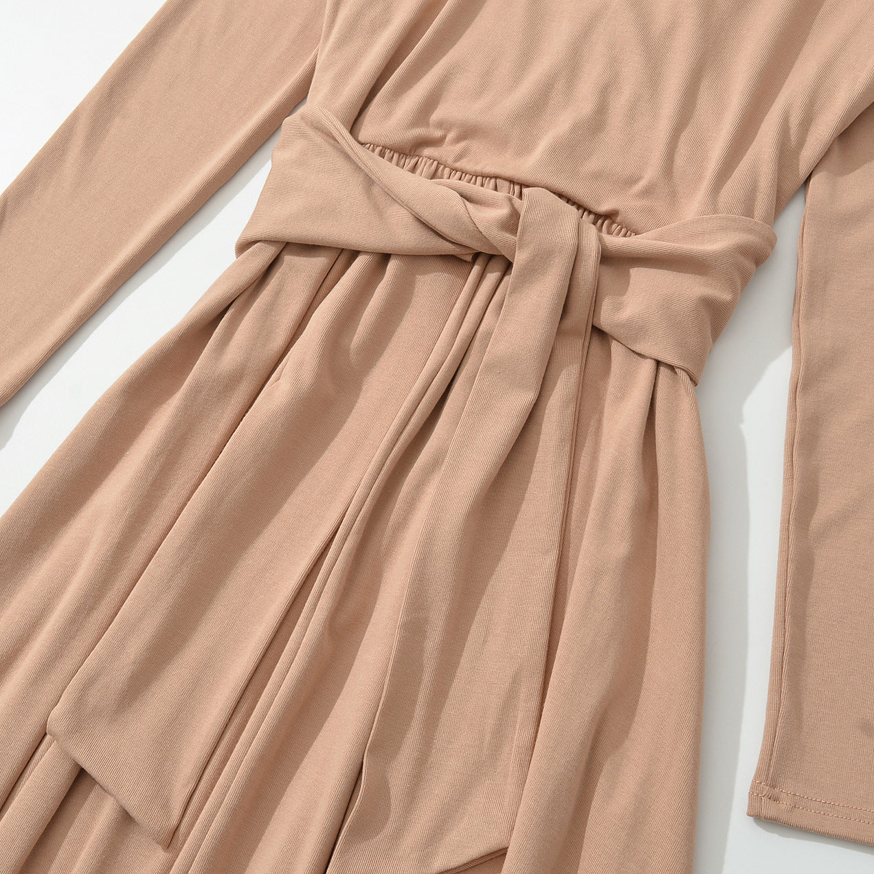 Women's Maxi Wrap Dress with Tailored Wrap Section and Long Sleeves Chichicherry