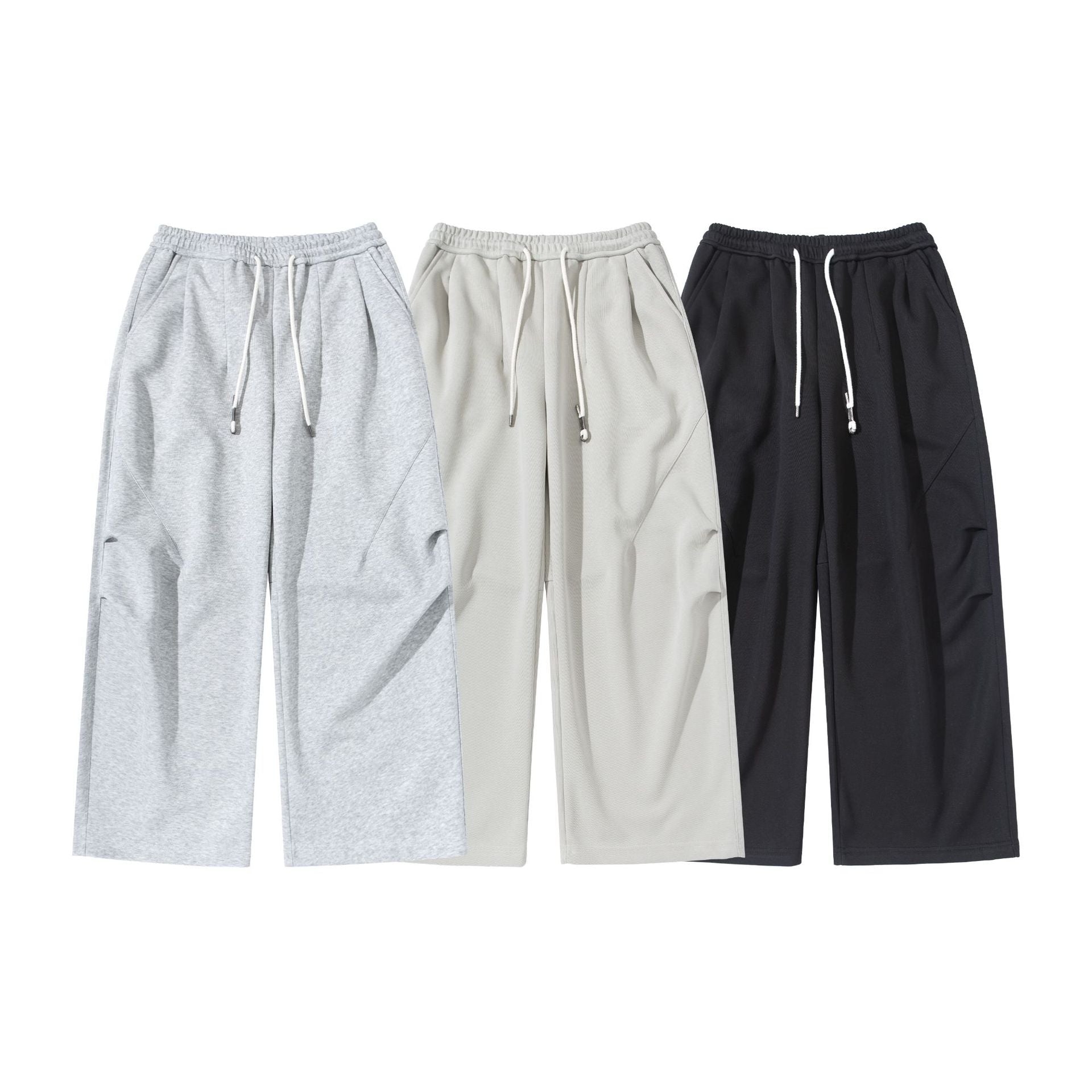 Women's Wide Cropped Sweatpants made of French Terry with High Elastic Waistband, Drawstring, and Side Pockets Chichicherry