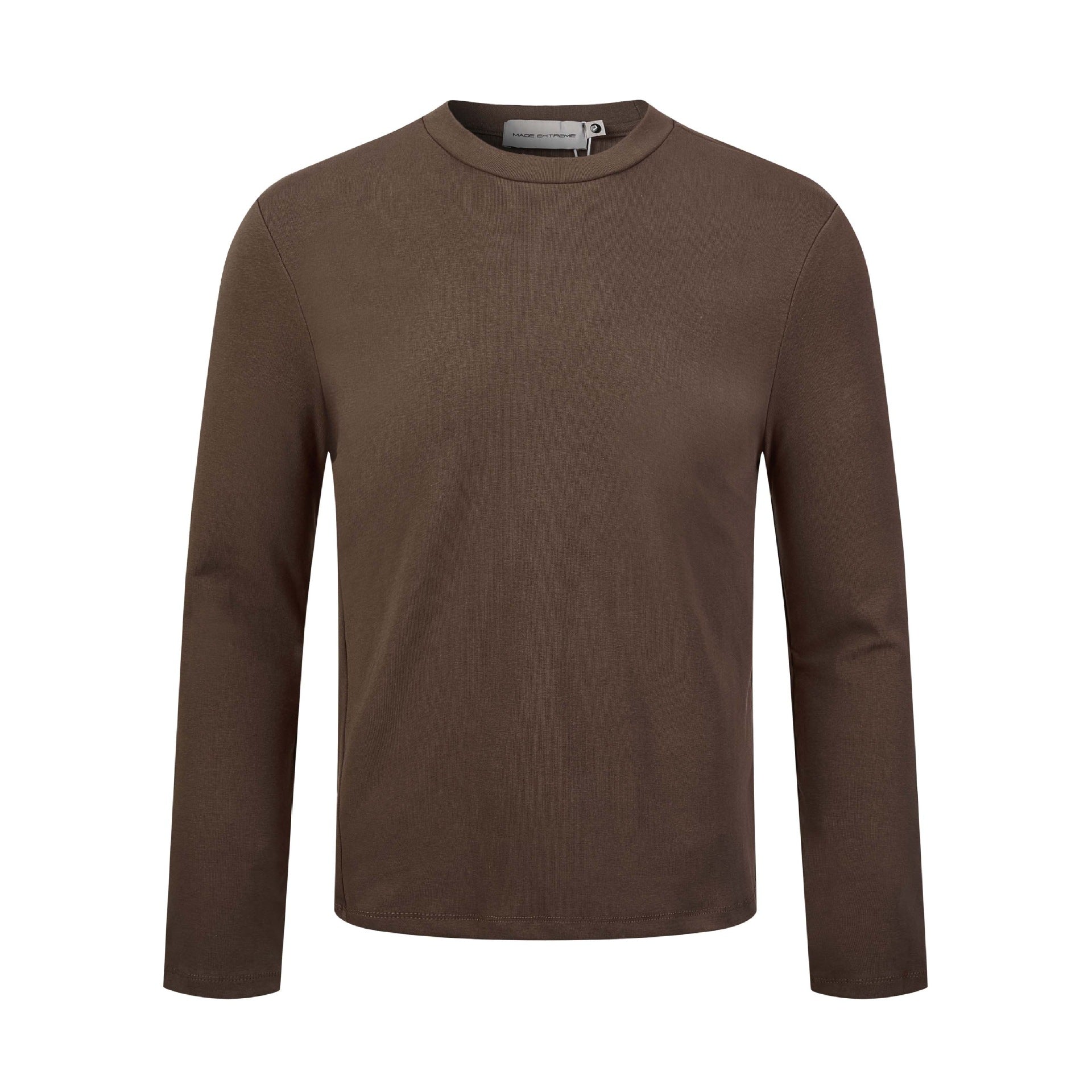 Unisex Fine Long Sleeve Basic Shirt with Round Neck and Slim Fit Chichicherry