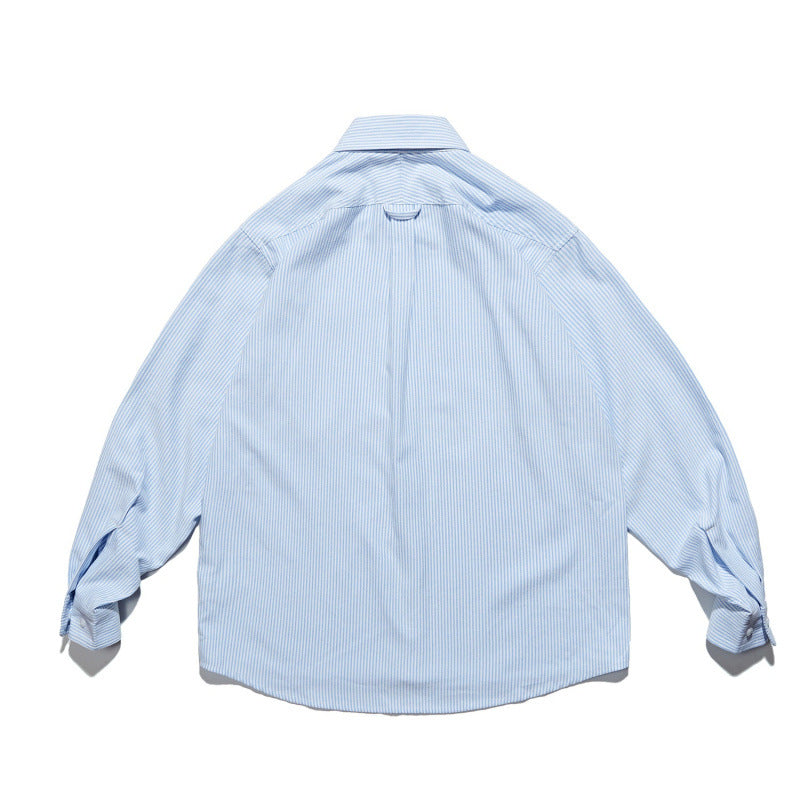 Unisex Oversize shirt with fine pinstripe, button-down collar and chest pocket Chichicherry