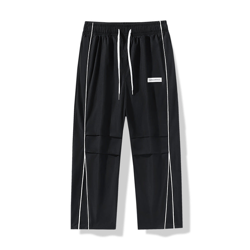 Men's Lightweight Technical Track Pants with Elastic Waistband, Knee Inserts & Side Contrast Piping Chichicherry