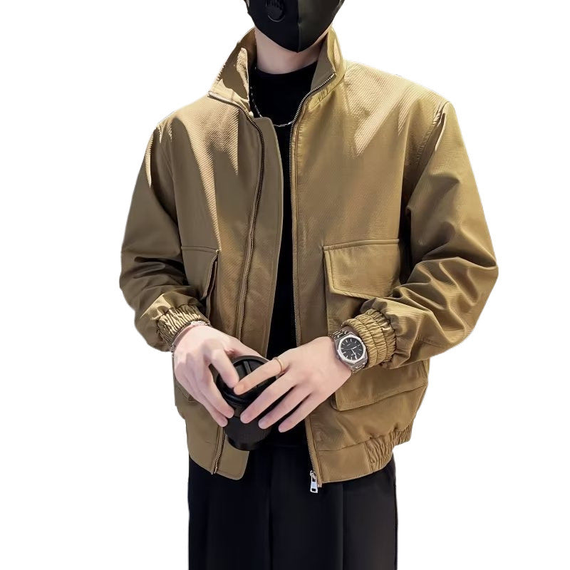 Herren Leichte Tech-Bomberjacke mit Stehkragen, großer Klappbrusttasche und elastischem Saum Chichicherry