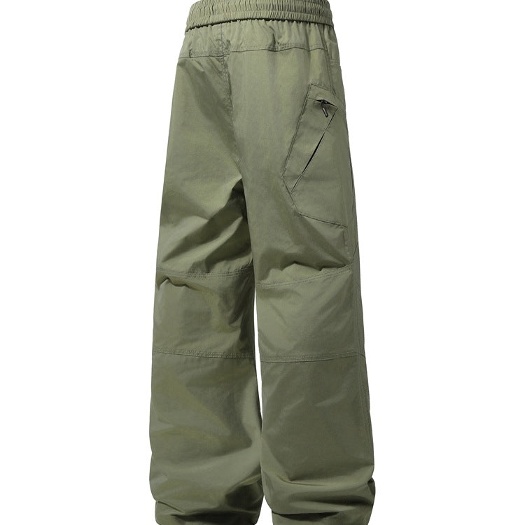 Men's loose technical cargo pants with elastic waistband and diagonal zip pocket Chichicherry