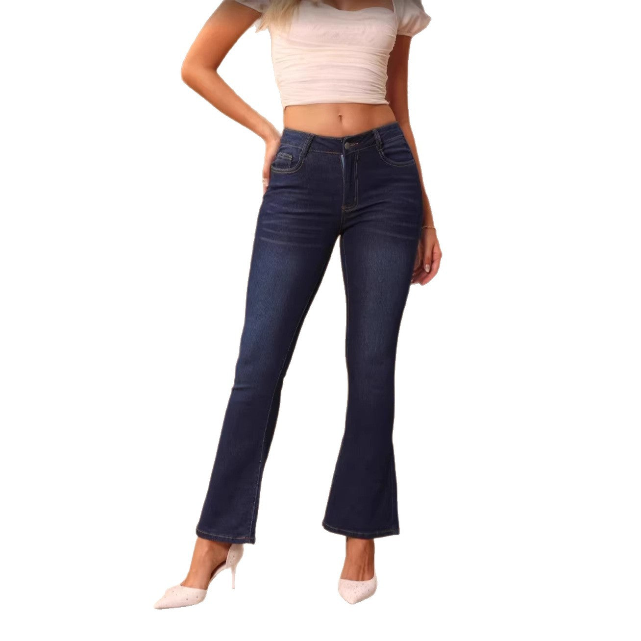 Women's high-waisted bootcut jeans with sculpting hip band Chichicherry