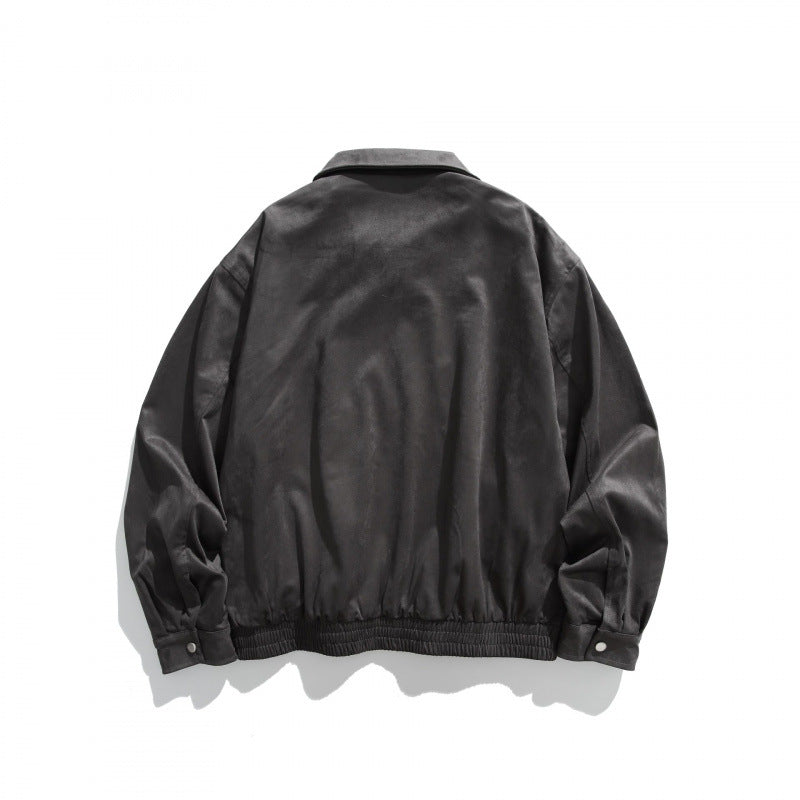 Men's short bomber-style jacket made of microfiber suede with zipper Chichicherry