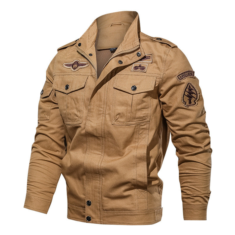 Men's robust canvas field jacket in military utility style with shoulder flaps and flap pockets Chichicherry