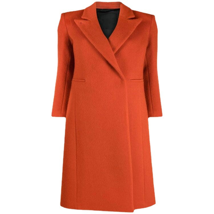 Women's Maxi-Length Wool Blend Long Coat with Slim Seam Design and Hidden Pockets Chichicherry