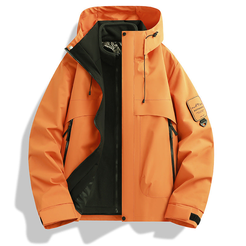 Men's modular waterproof outdoor jacket with removable fleece inner jacket and adjustable hood Chichicherry