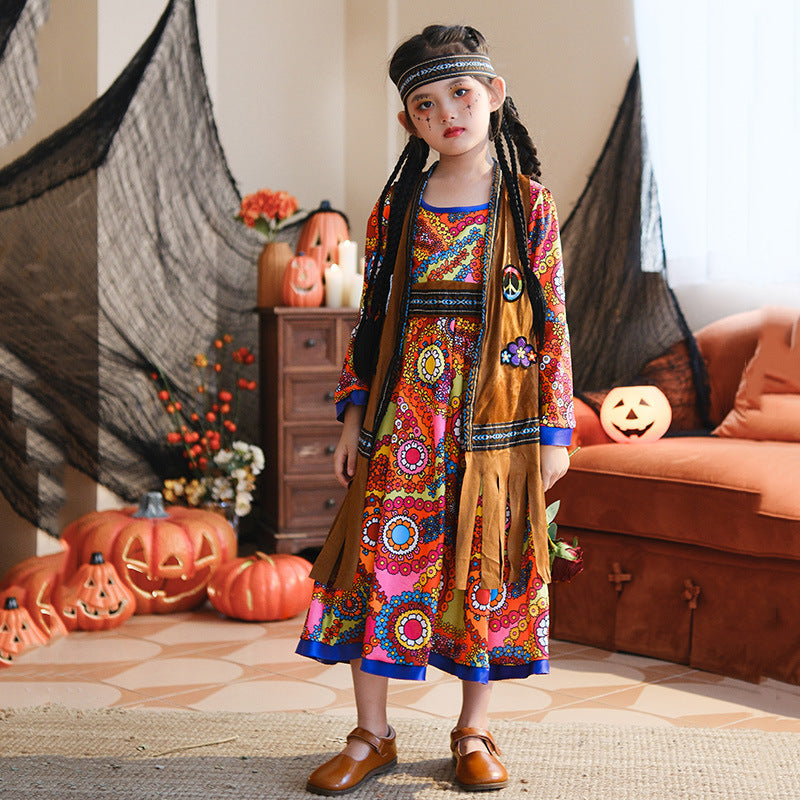 Girl Boho dress with long sleeves Chichicherry