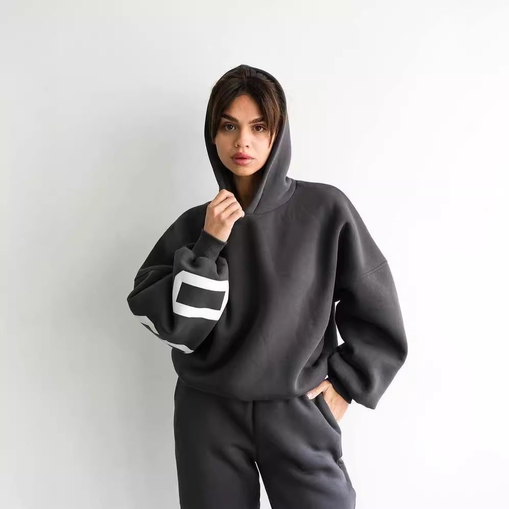 Damen Oversized Kapuzenpullover mit großflächigem Blockprint Chichicherry