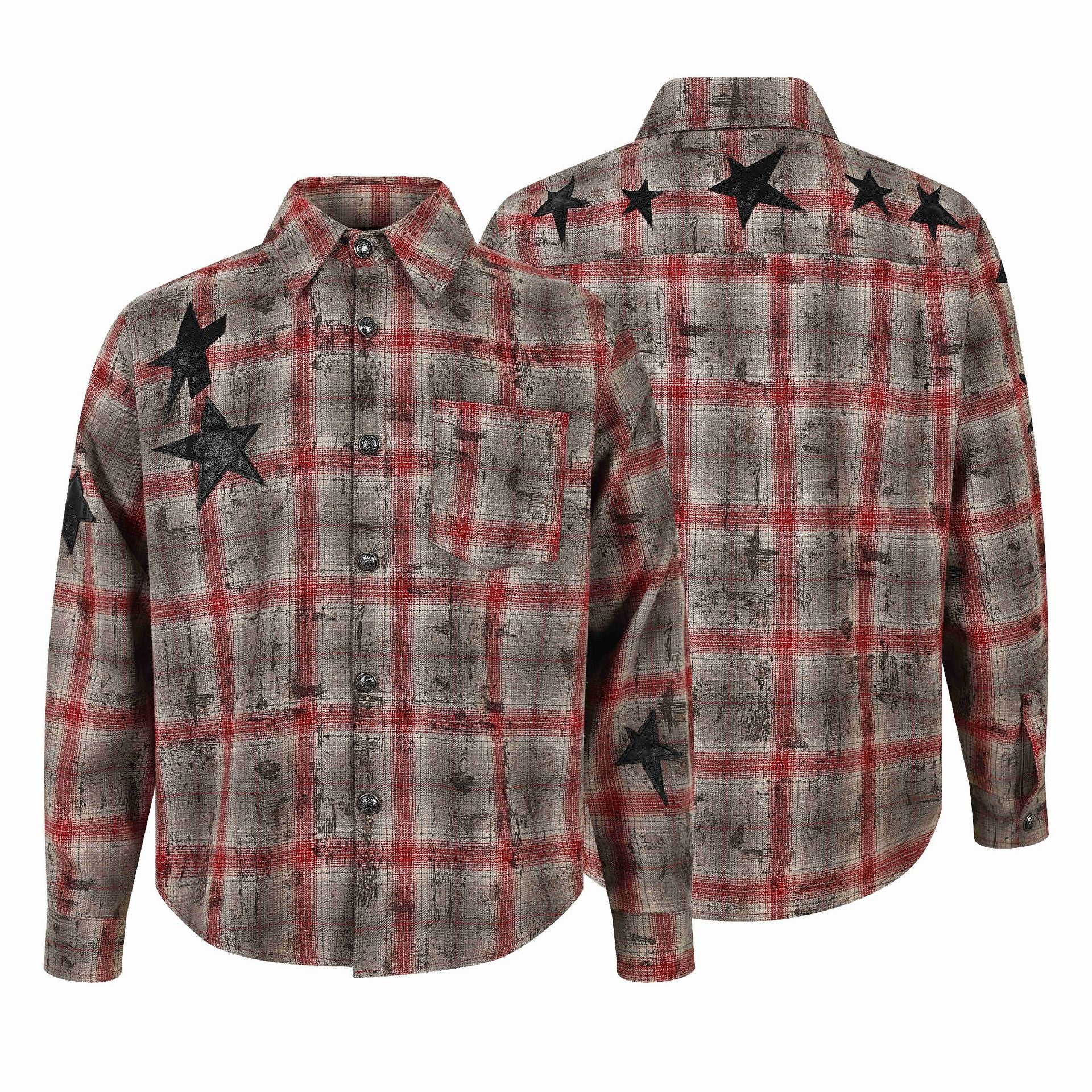 Women's shirt jacket in oversized cut with star appliqués Chichicherry