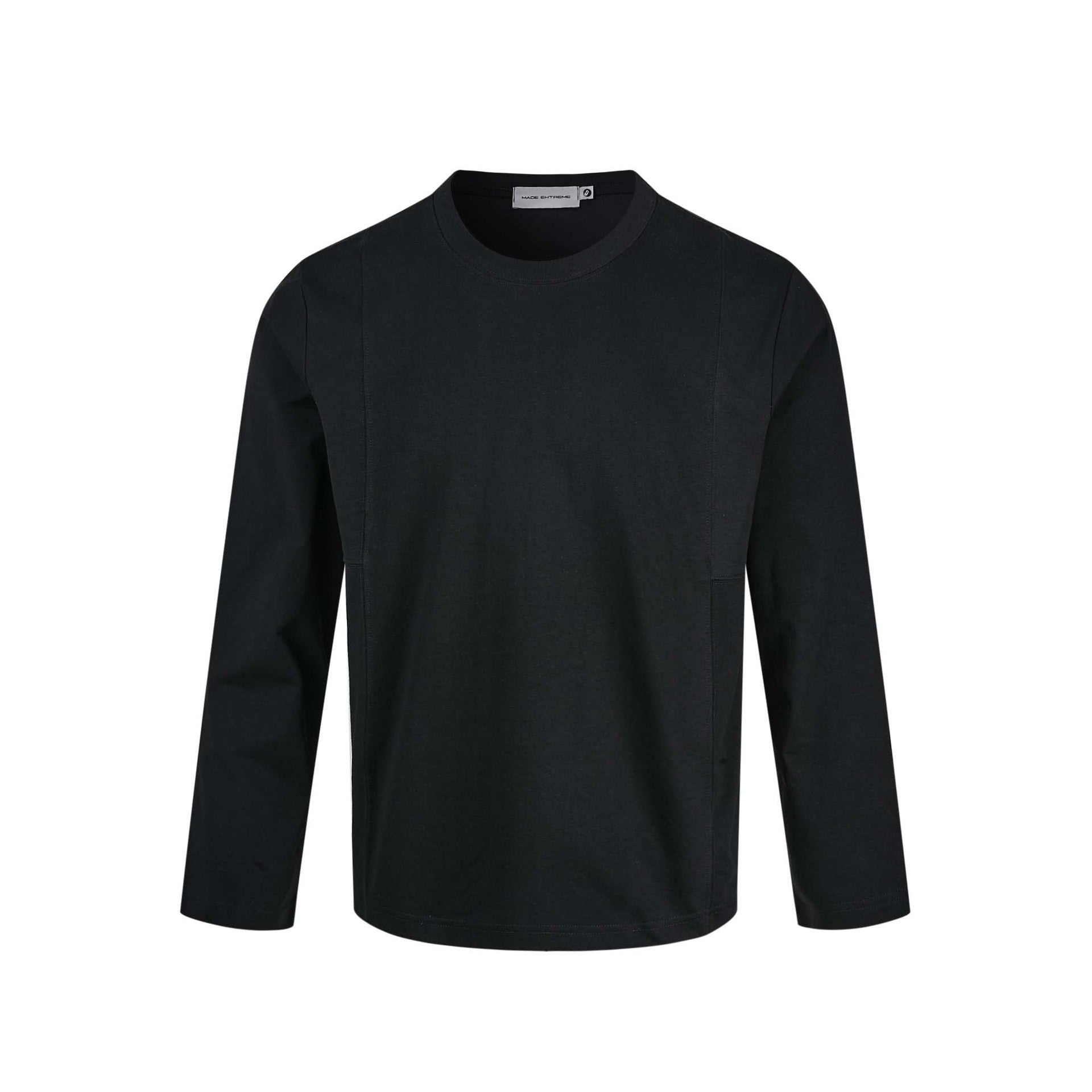 Unisex Technical Long Sleeve Shirt with Round Neck and Seamed Panel Detail Chichicherry