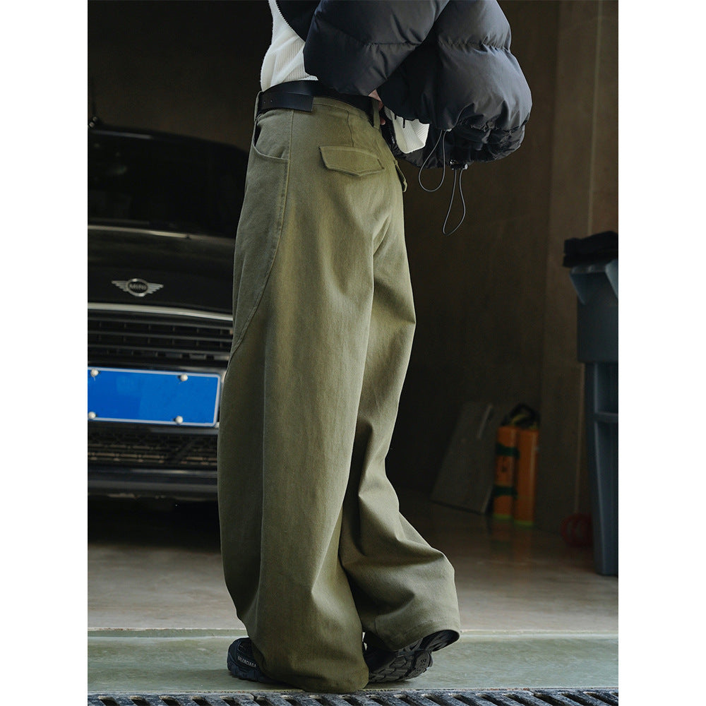 Women Wide High-Waist Cargo-Baggy Pants with Flap Pocket Chichicherry