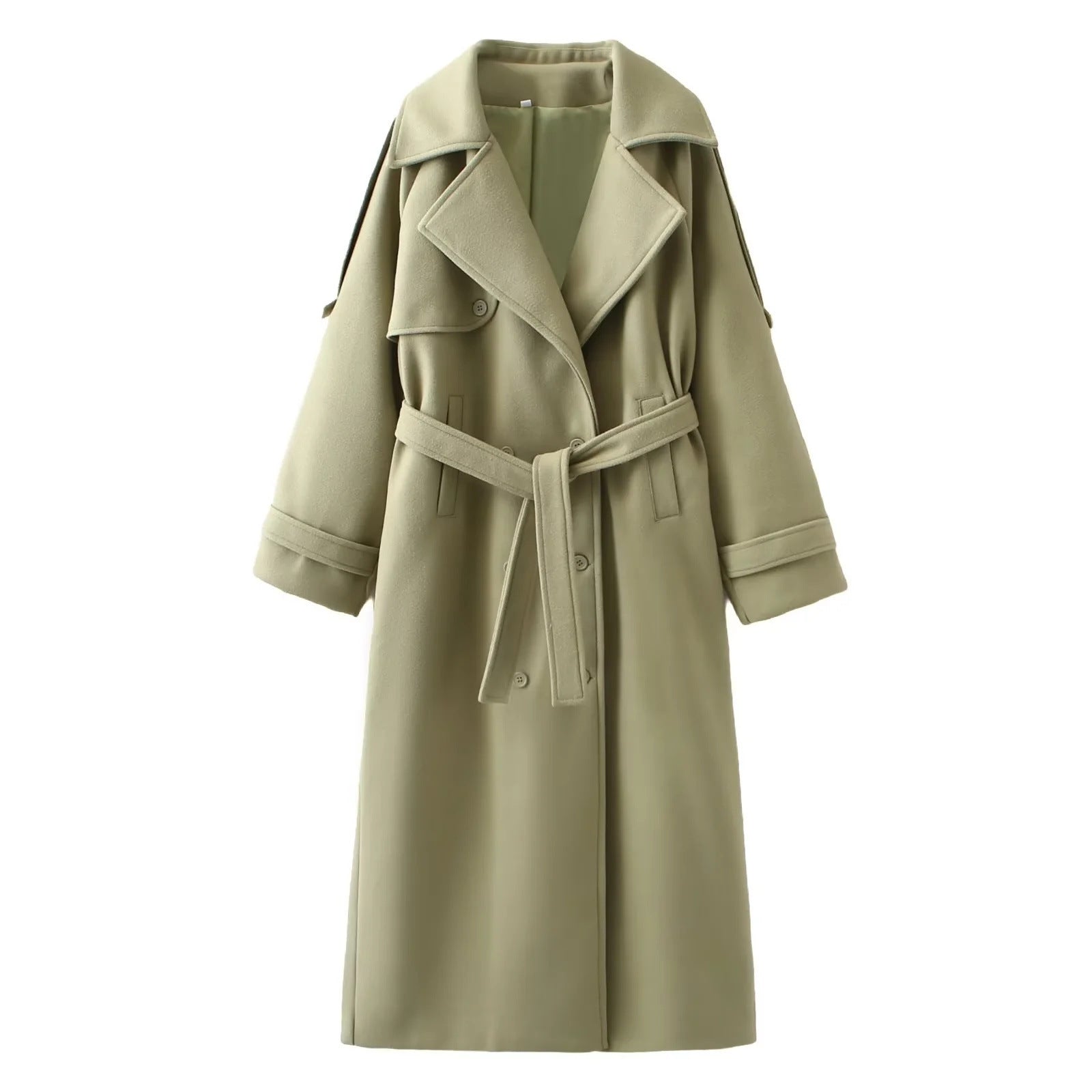 Women's extravagant oversized coat in maxi length made of wool blend with accentuated shoulder yoke and wide lapels Chichicherry