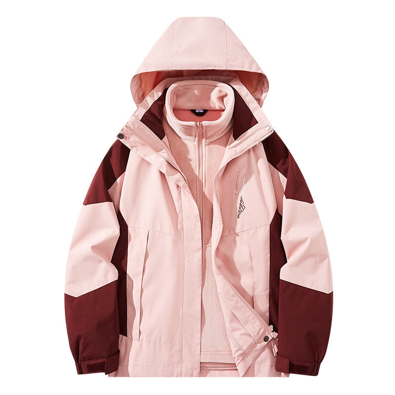 Men's water-repellent two-layer trekking jacket with removable fleece inner jacket and hood Chichicherry