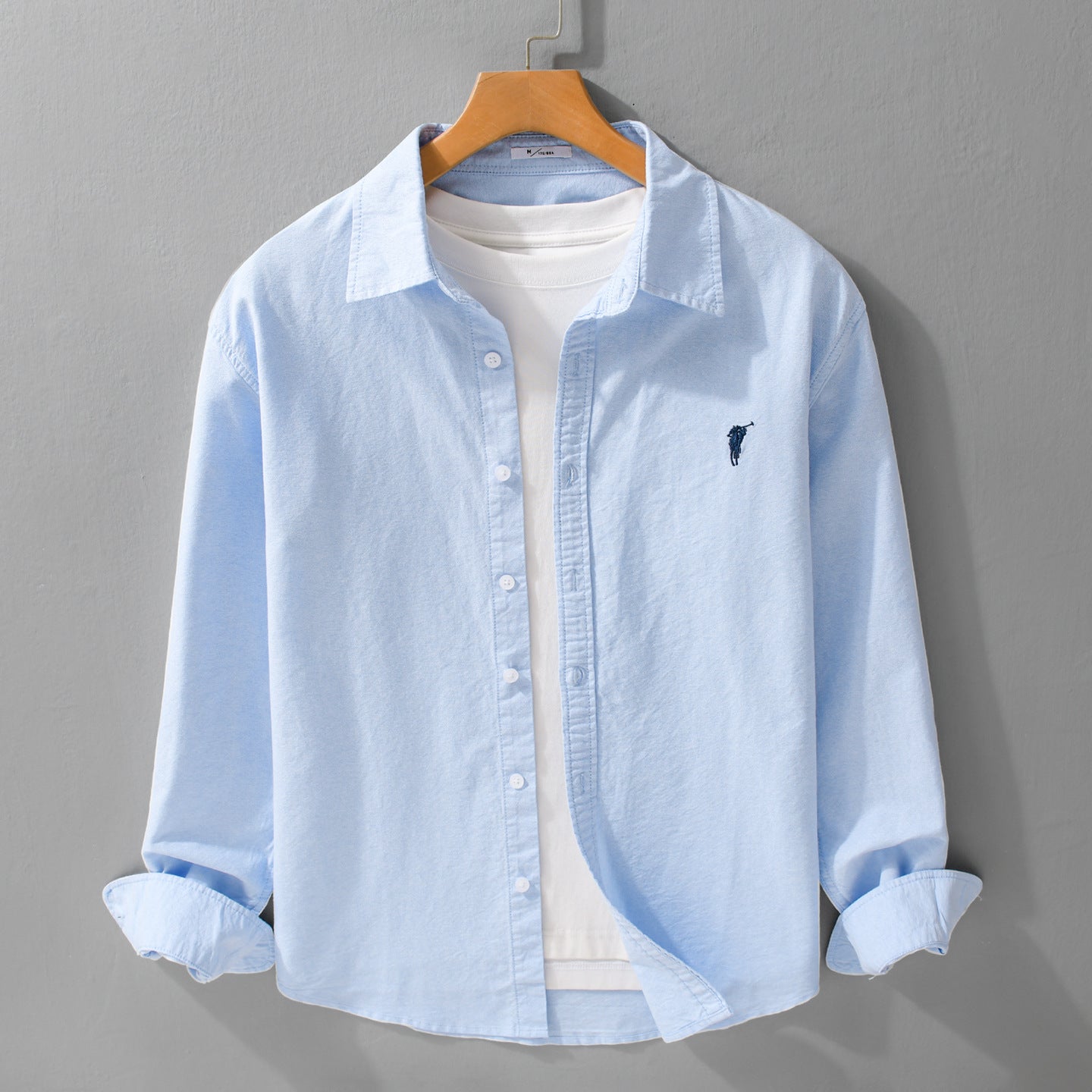 Men's Lightweight Oxford Shirt Relaxed Fit with Subtle Chest Embroidery and Soft Vintage Wash Chichicherry