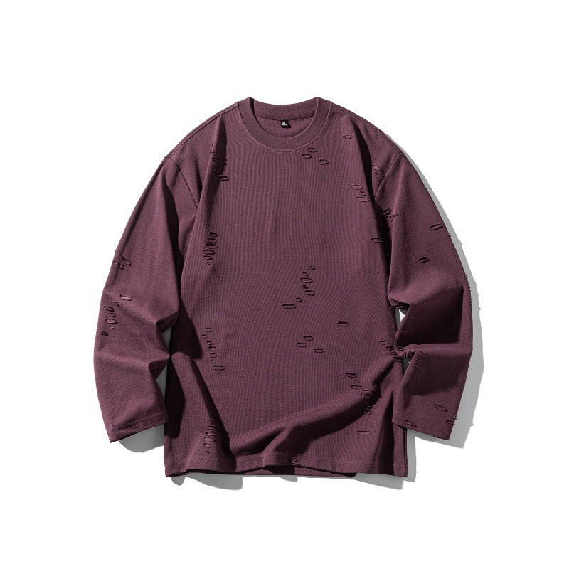 Unisex Oversize sweatshirt made of heavy cotton blend with distressed effect and fine waffle texture Chichicherry