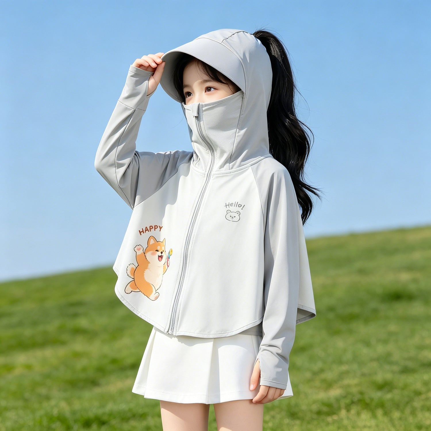 Children's sun protection jacket with hood and breathable fabric Chichicherry