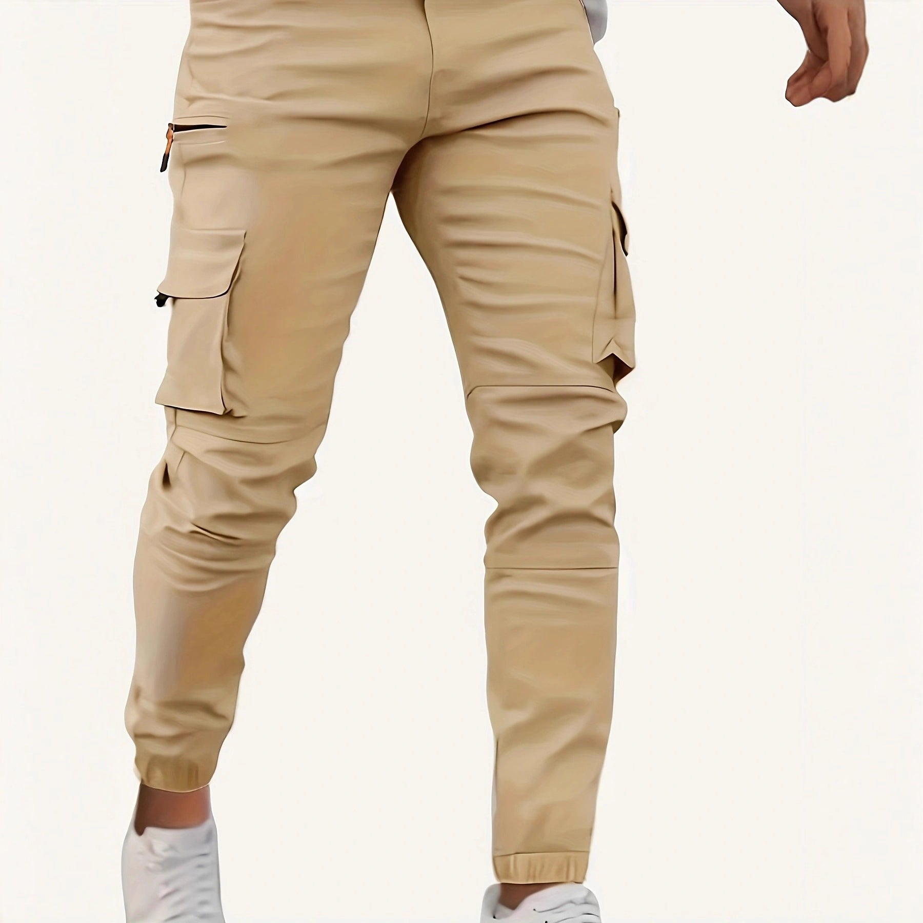 Men's Tapered Cargo Jogging Pants with Zipper and Flap Pockets Chichicherry
