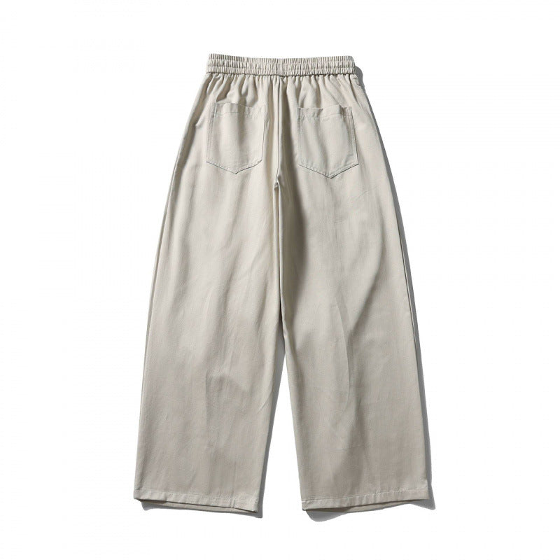[Unisex] Wide linen blend pants with elastic waistband and drawstring Chichicherry