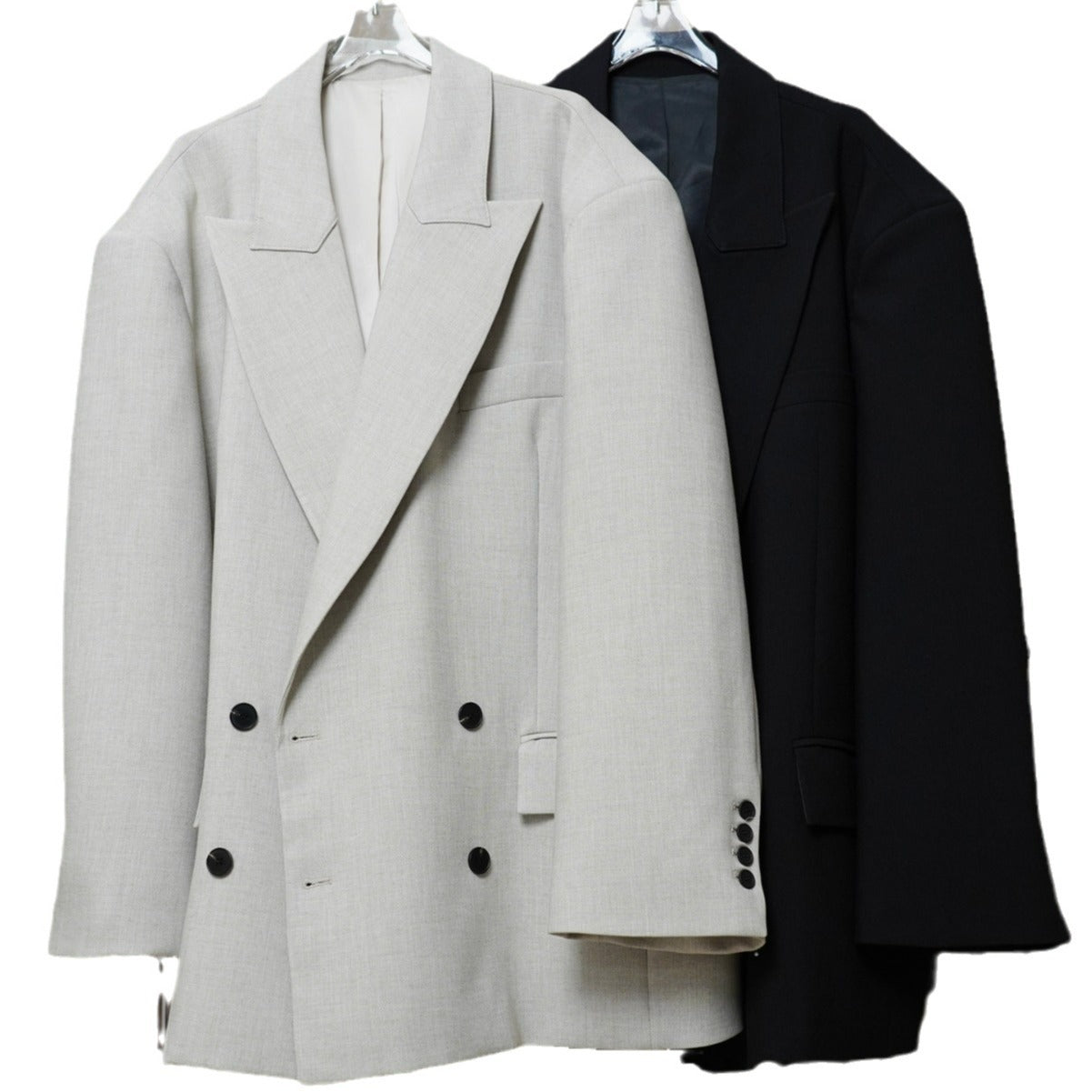 Women's Oversized Double-Breasted Blazer Coat with Extended Cut and Wide Lapels Chichicherry