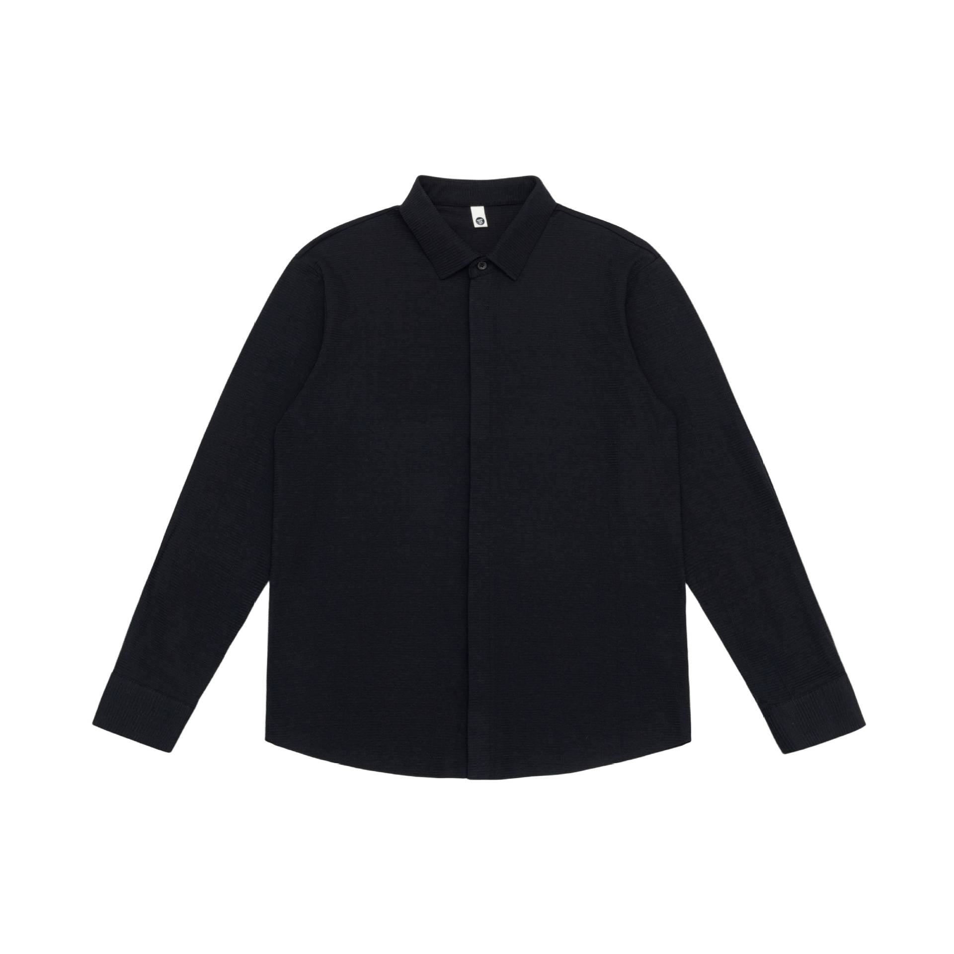 Men's Structured Knit Over-shirt with Concealed Button Placket and Ribbed Collar Chichicherry