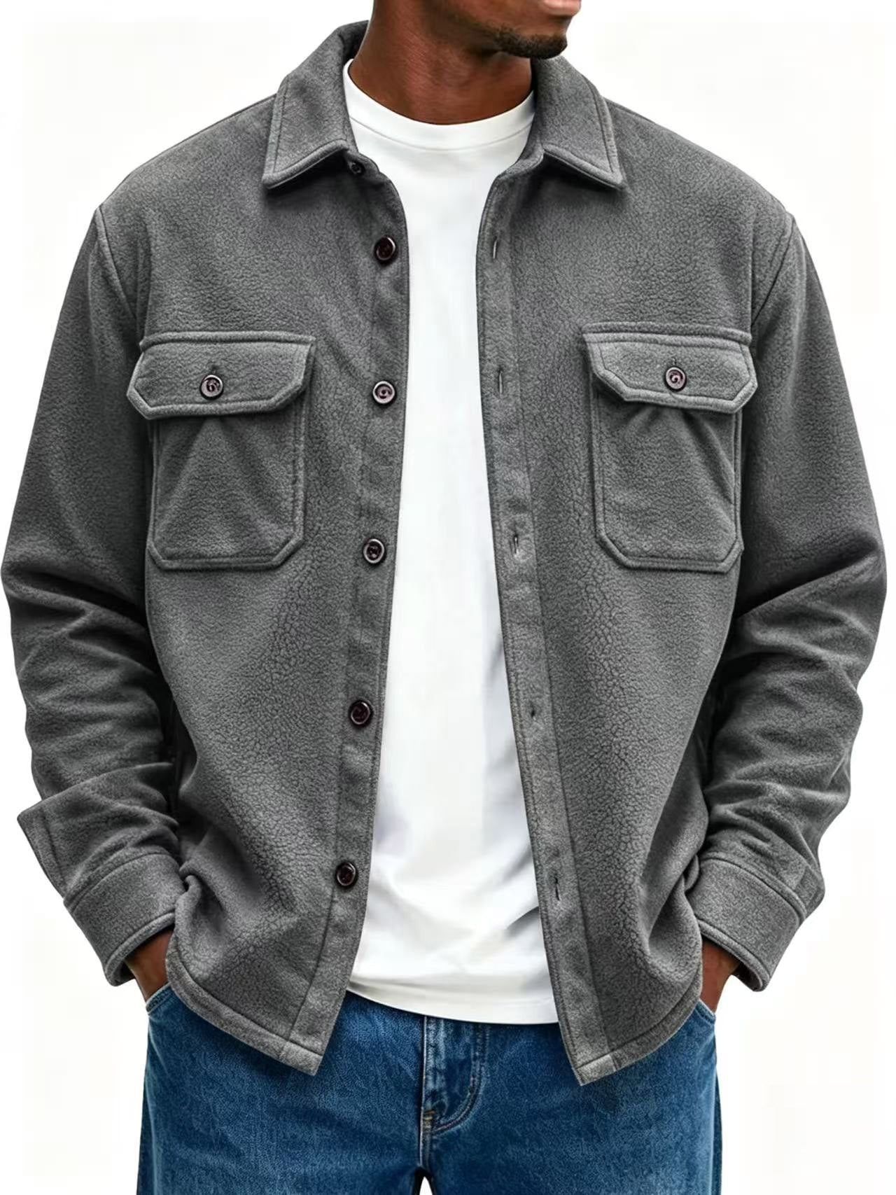 Men's fleece overshirt with chest pockets and shirt collar Chichicherry
