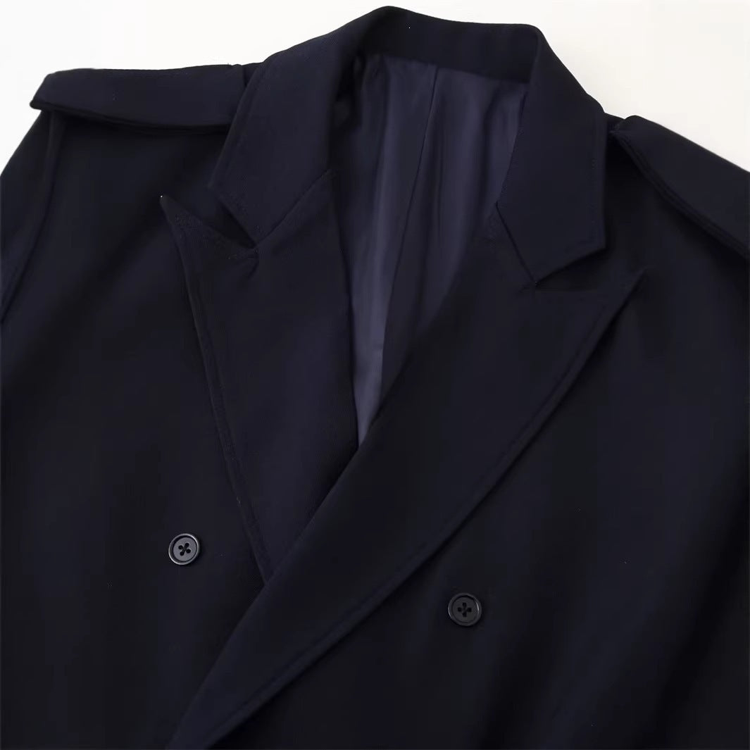 Women Double-breasted Field Blazer with large flap pockets and shoulder epaulets Chichicherry