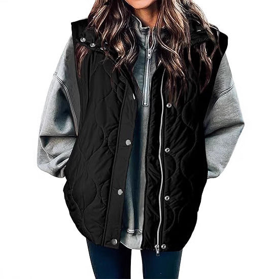 Women's Functional Padded Vest with High Stand-Up Collar, Zipper and Side Pockets Chichicherry