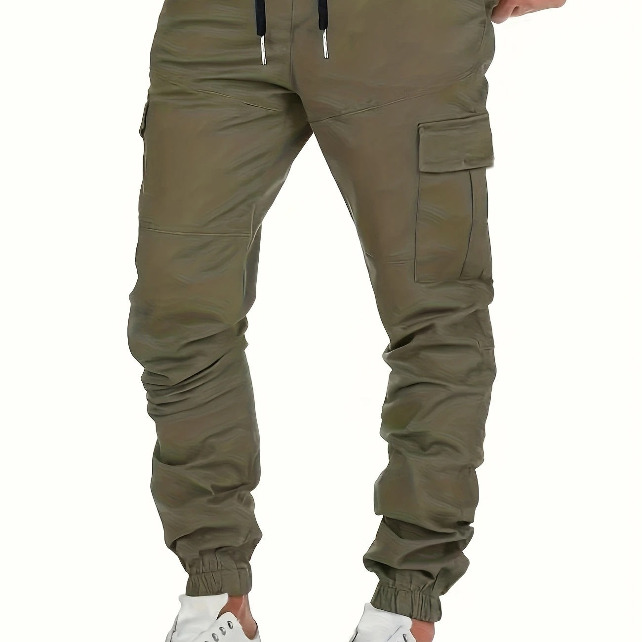 Men's cargo joggers with drawstring, elastic cuffs, and large flap pockets Chichicherry