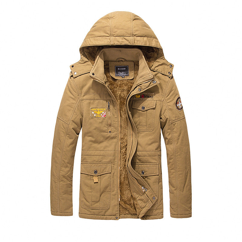 Men's Padded Hooded Parka with Teddy Lining, Utility Pockets and Durable Canvas Look Chichicherry