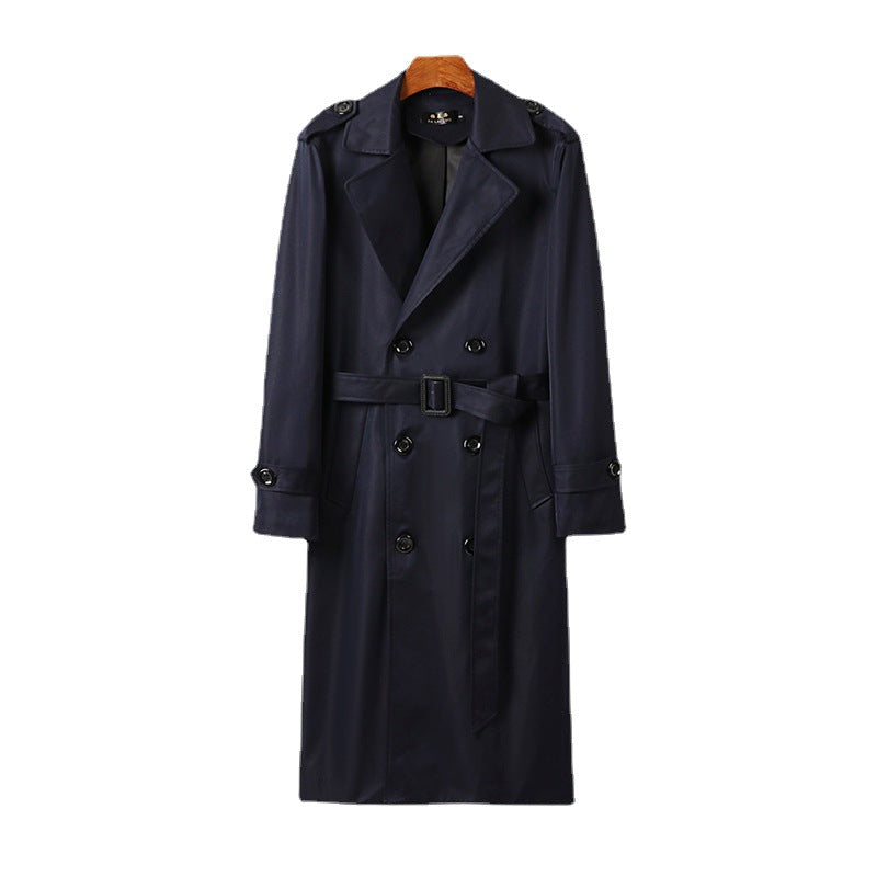 Men's Water-Repellent Double-Breasted Trench Coat with Tie Belt and Epaulettes Chichicherry