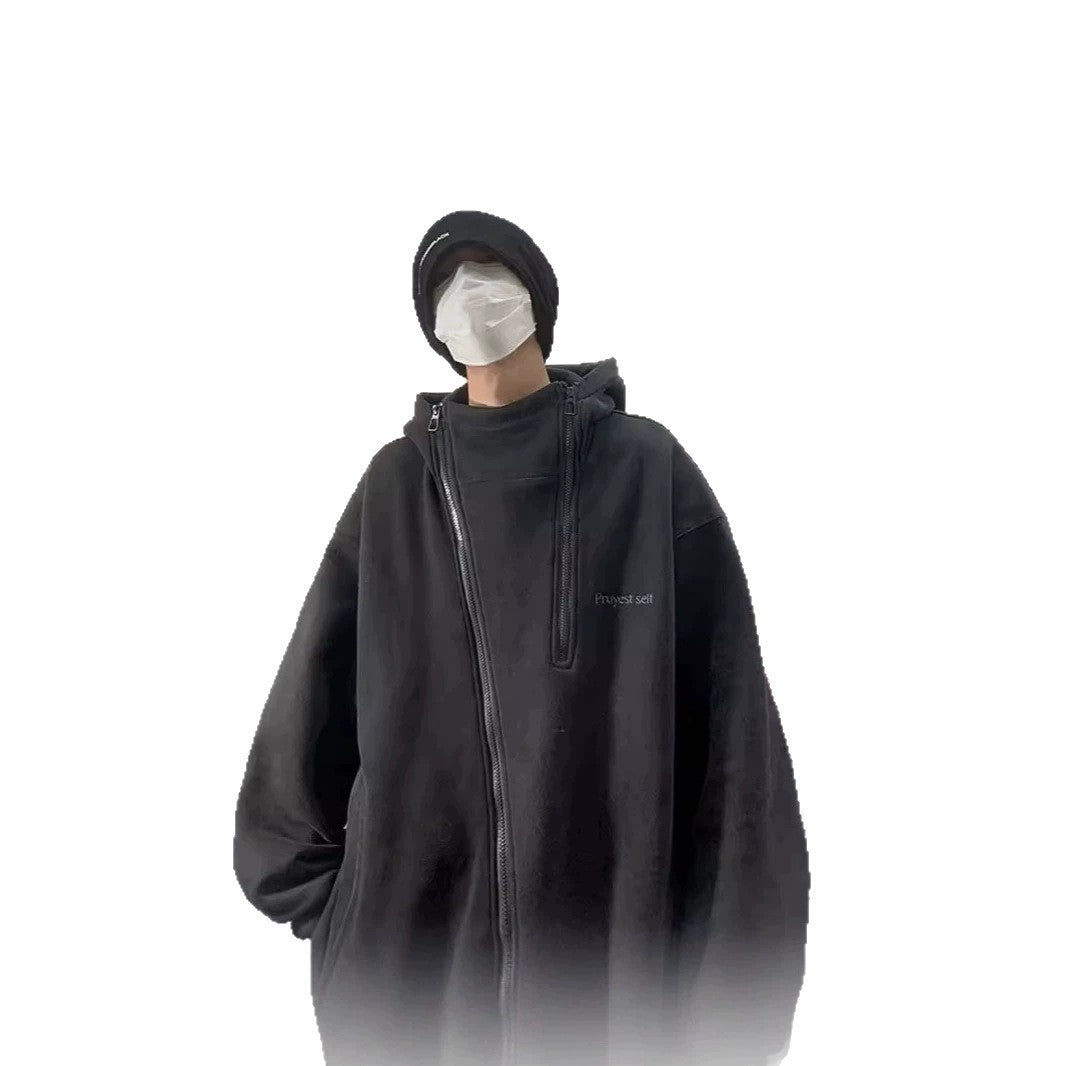 Unisex Oversized Fleece Jacket with High Collar and Zipper Chichicherry