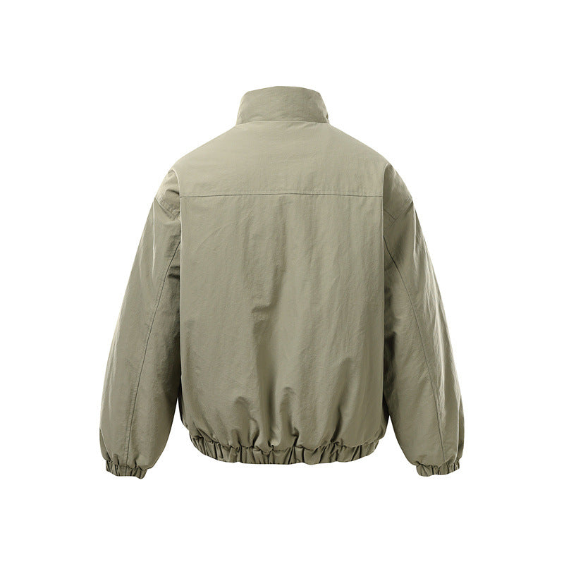 Unisex Boxy Zip Blouson Jacket with windproof microfiber cover, high stand-up collar and two-way zipper Chichicherry