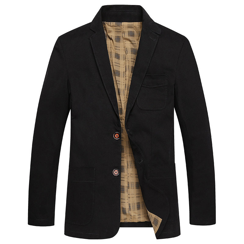 Men's casual canvas blazer with patch pockets and checked lining Chichicherry