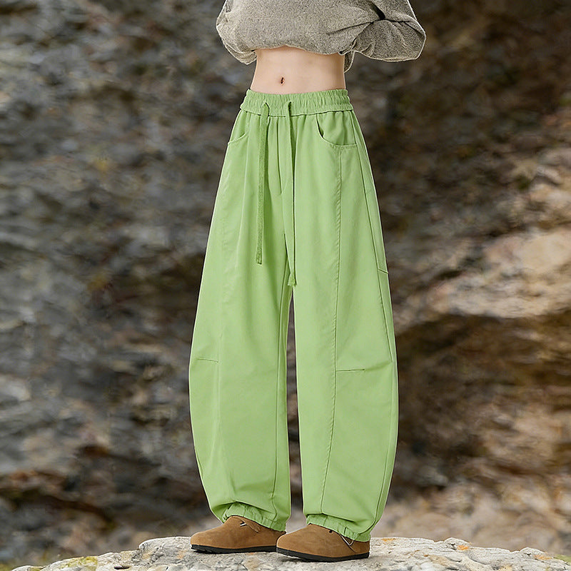 Women's Oversize Cargo Pants made of cotton blend with high elastic waistband and leg cuffs Chichicherry
