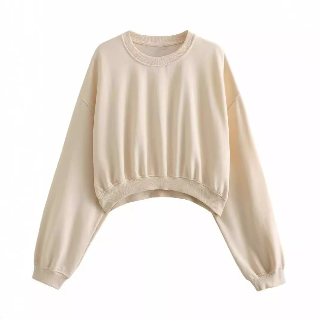 Women's Short Oversized Sweatshirt with Gathered Hem and Balloon Sleeves Chichicherry