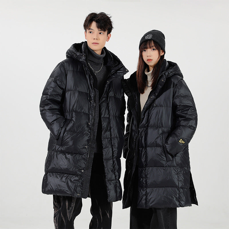 Men's longer quilted thermal down coat with hood and windproof outer shell Chichicherry