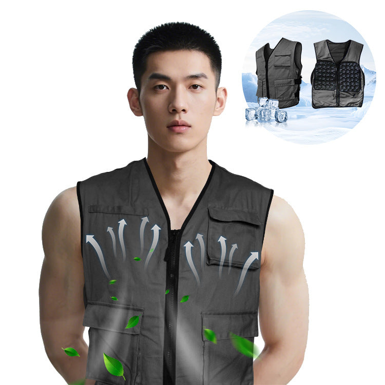 Unisex nan cooling gel vest with removable cooling pads and adjustable side buckles Chichicherry