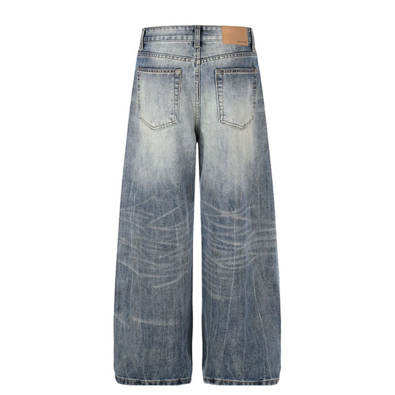 Women's Wide High-Waist Denim Palazzo Jeans with Used Effect and Wide Leg Chichicherry