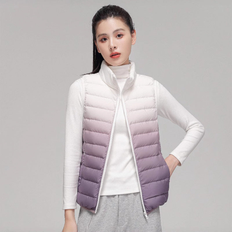 Women's Sleeveless Thermo Quilted Vest with High Stand-Up Collar and Zipper Chichicherry