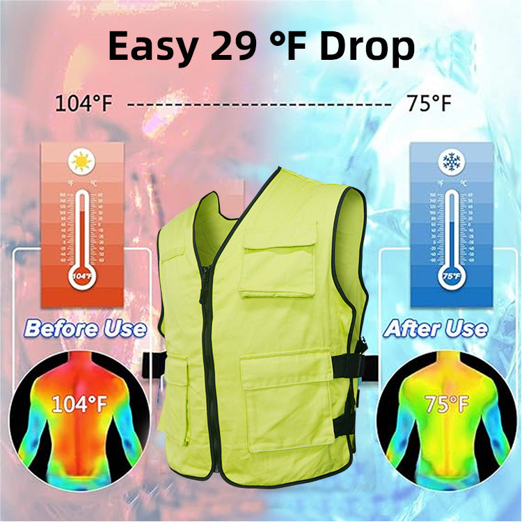 Unisex nan cooling gel cooling vest with adjustable straps and multiple pockets Chichicherry