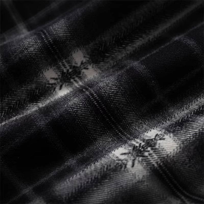 Women Oversize Flannel Shirt with Asymmetrical Hem Chichicherry