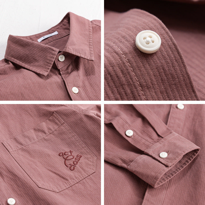 Men's Fine Cord Overshirt in Overshirt Style with Kent Collar and Patch Chest Pocket Chichicherry