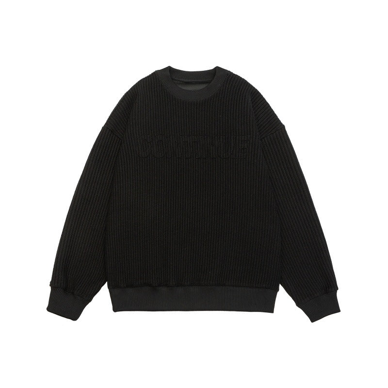 Unisex Boxy Knit Sweater with chunky ribbed texture and round neck Chichicherry