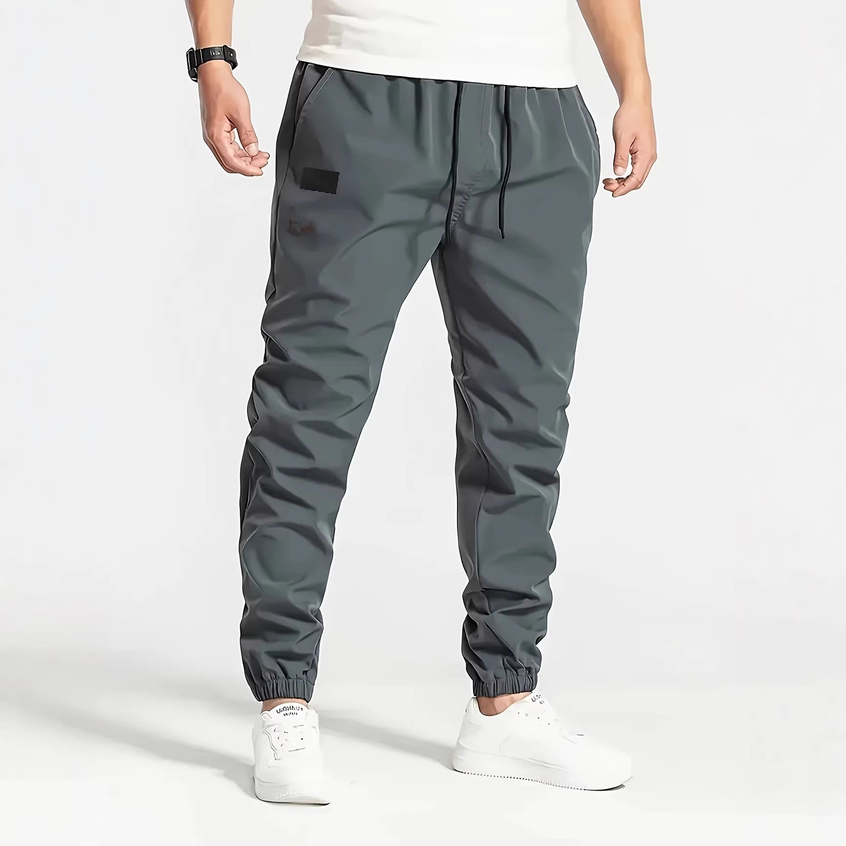 Men's Technical Jogging Pants in Tapered Utility Style with Elastic Waistband & Ankle Cuffs Chichicherry
