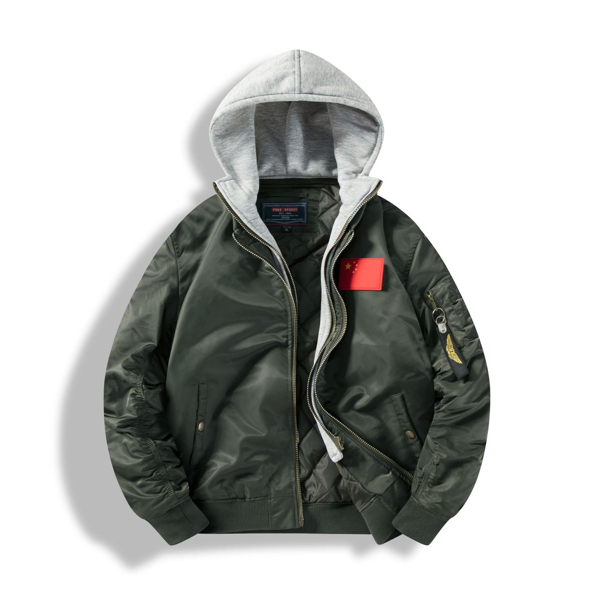 Men's bomber jacket with removable hood inner lining and quilted thermal insulation Chichicherry