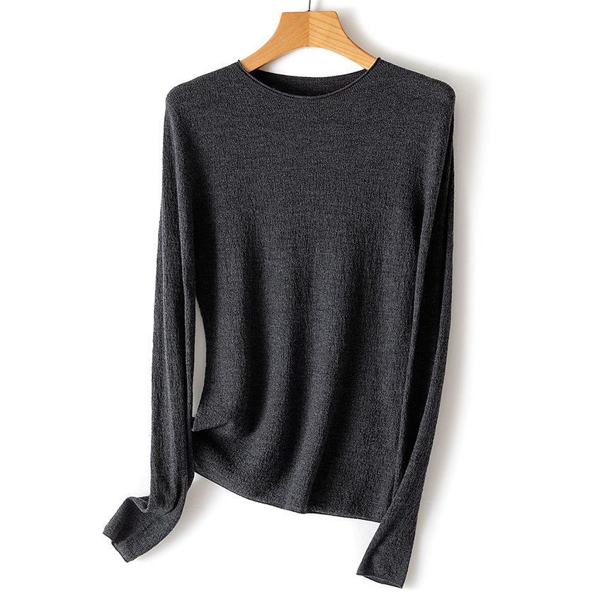 Women's fine knit long sleeve with round neck and light texture Chichicherry