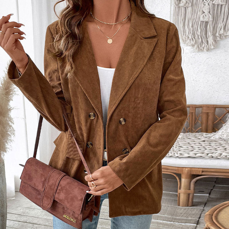 Ladies cord blazer made of corduroy with double-breasted button placket and casual oversized fit Chichicherry