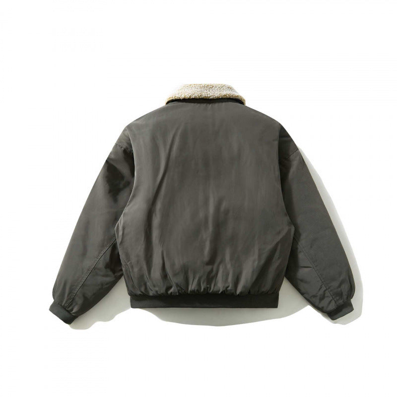 Men's short cut padded bomber jacket with teddy collar and utility arm pocket Chichicherry